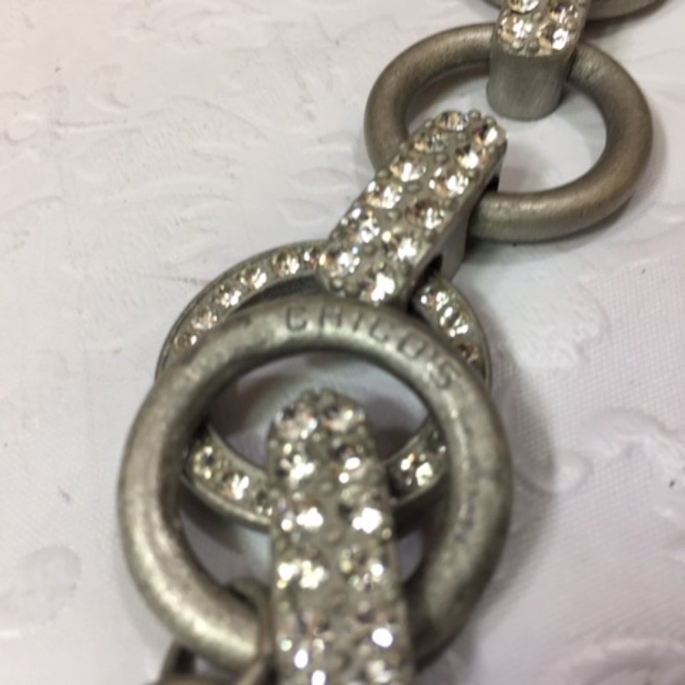 Chico's Silver Toned Rhinestones Chained Belt - Picture 6 of 7